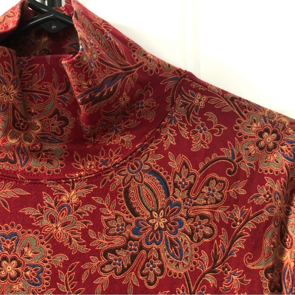 Gorgeous 100% Cotton Paisley Lands’ End Turtleneck Dress - Picture 3 of 5